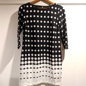 Black and white polka dot shift dress